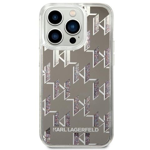 Karl Lagerfeld Monogram Liquid Glitter - Etui iPhone 14 Pro Max (srebrny) Karl Lagerfeld Monogram Liquid Glitter - Etui iPhone 14 Pro Max (srebrny)