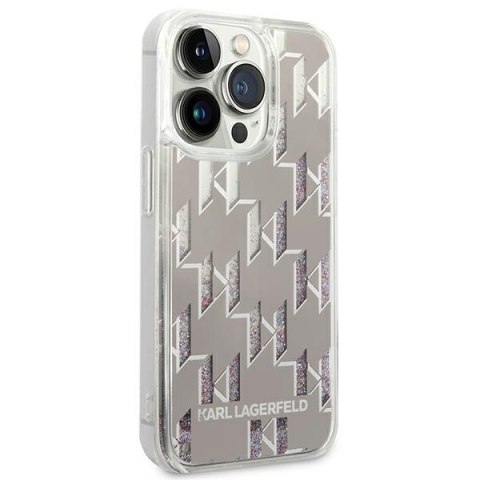 Karl Lagerfeld Monogram Liquid Glitter - Etui iPhone 14 Pro Max (srebrny) Karl Lagerfeld Monogram Liquid Glitter - Etui iPhone 14 Pro Max (srebrny)