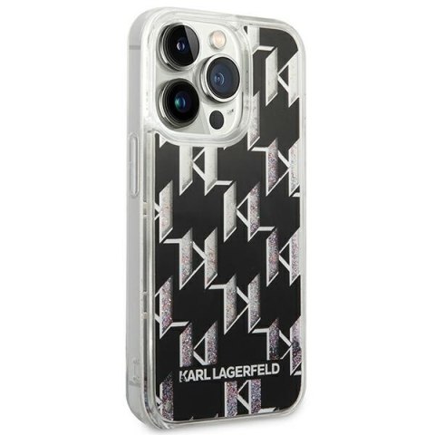Karl Lagerfeld Monogram Liquid Glitter - Etui iPhone 14 Pro (czarny) Karl Lagerfeld Monogram Liquid Glitter - Etui iPhone 14 Pro (czarny)