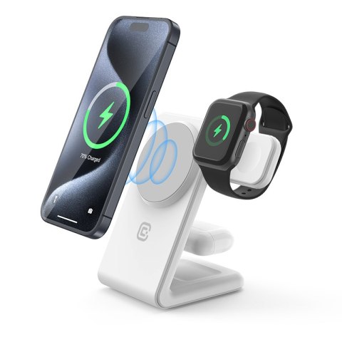 Crong MagSpot Pivot Stand - Ładowarka bezprzewodowa 3w1 z MagSafe do iPhone, Apple Watch i AirPods (biały) Crong MagSpot Pivot Stand - Ładowarka bezprzewodowa 3w1 z MagSafe do iPhone, Apple Watch i AirPods (biały)