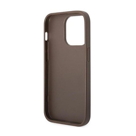 Guess 4G Bottom Stripe Metal Logo Collection - Etui iPhone 14 Pro (brązowy) Guess 4G Bottom Stripe Metal Logo Collection - Etui iPhone 14 Pro (brązowy)