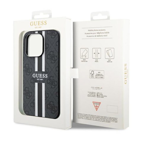 Guess 4G Printed Stripes MagSafe - Etui iPhone 14 Pro Max (Czarny) Guess 4G Printed Stripes MagSafe - Etui iPhone 14 Pro Max (Czarny)