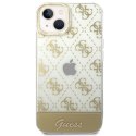 Guess 4G Stripe Script Logo Electroplated Pattern - Etui iPhone 14 Plus (złoty)
