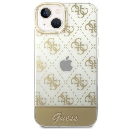 Guess 4G Stripe Script Logo Electroplated Pattern - Etui iPhone 14 Plus (złoty)