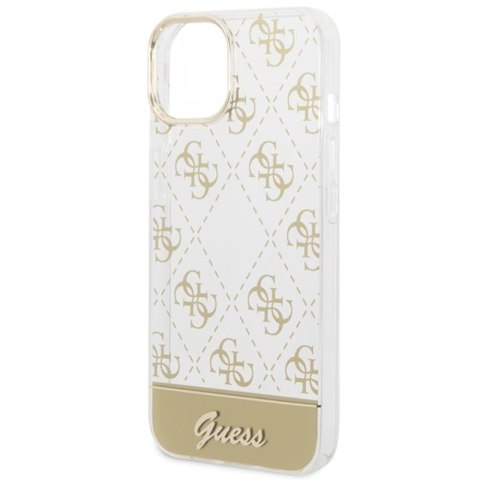Guess 4G Stripe Script Logo Electroplated Pattern - Etui iPhone 14 Plus (złoty) Guess 4G Stripe Script Logo Electroplated Pattern - Etui iPhone 14 Plus (złoty)