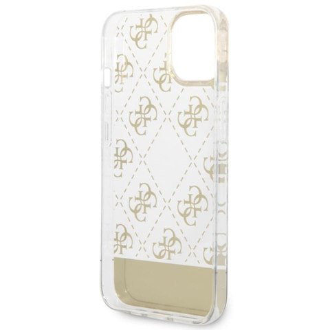 Guess 4G Stripe Script Logo Electroplated Pattern - Etui iPhone 14 Plus (złoty) Guess 4G Stripe Script Logo Electroplated Pattern - Etui iPhone 14 Plus (złoty)