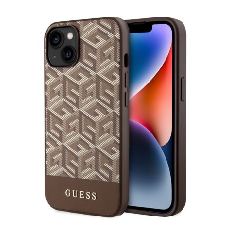 Guess GCube Stripes MagSafe - Etui iPhone 14 Plus (Brązowy) Guess GCube Stripes MagSafe - Etui iPhone 14 Plus (Brązowy)
