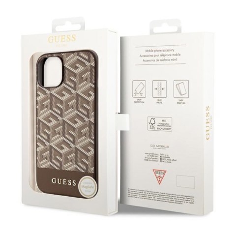 Guess GCube Stripes MagSafe - Etui iPhone 14 Plus (Brązowy) Guess GCube Stripes MagSafe - Etui iPhone 14 Plus (Brązowy)
