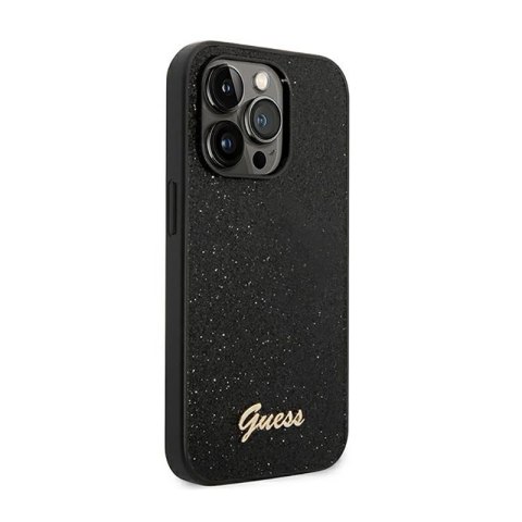 Guess Glitter Flakes Metal Logo Case - Etui iPhone 14 Pro (czarny) Guess Glitter Flakes Metal Logo Case - Etui iPhone 14 Pro (czarny)