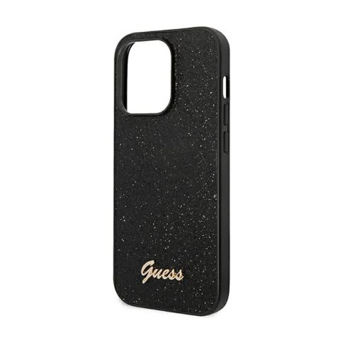 Guess Glitter Flakes Metal Logo Case - Etui iPhone 14 Pro (czarny) Guess Glitter Flakes Metal Logo Case - Etui iPhone 14 Pro (czarny)