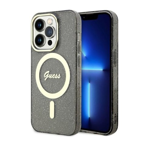 Guess Glitter Gold MagSafe - Etui iPhone 14 Pro (Czarny) Guess Glitter Gold MagSafe - Etui iPhone 14 Pro (Czarny)