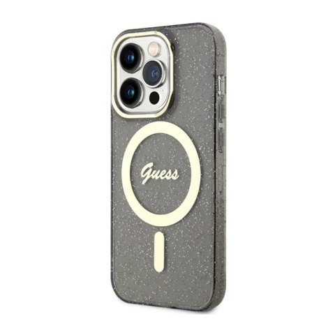 Guess Glitter Gold MagSafe - Etui iPhone 14 Pro (Czarny) Guess Glitter Gold MagSafe - Etui iPhone 14 Pro (Czarny)
