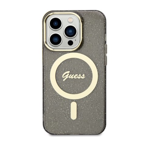 Guess Glitter Gold MagSafe - Etui iPhone 14 Pro (Czarny) Guess Glitter Gold MagSafe - Etui iPhone 14 Pro (Czarny)