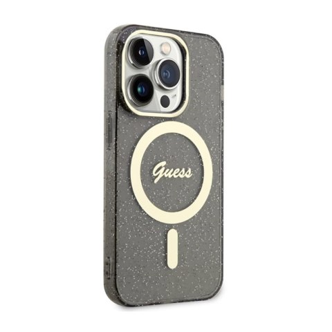 Guess Glitter Gold MagSafe - Etui iPhone 14 Pro (Czarny) Guess Glitter Gold MagSafe - Etui iPhone 14 Pro (Czarny)