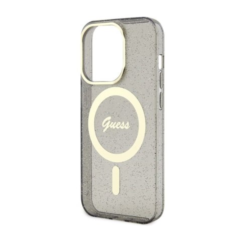 Guess Glitter Gold MagSafe - Etui iPhone 14 Pro (Czarny) Guess Glitter Gold MagSafe - Etui iPhone 14 Pro (Czarny)