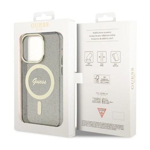 Guess Glitter Gold MagSafe - Etui iPhone 14 Pro (Czarny) Guess Glitter Gold MagSafe - Etui iPhone 14 Pro (Czarny)