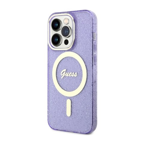 Guess Glitter Gold MagSafe - Etui iPhone 14 Pro (Purpurowy) Guess Glitter Gold MagSafe - Etui iPhone 14 Pro (Purpurowy)
