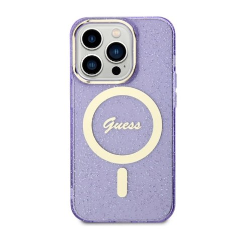 Guess Glitter Gold MagSafe - Etui iPhone 14 Pro (Purpurowy) Guess Glitter Gold MagSafe - Etui iPhone 14 Pro (Purpurowy)