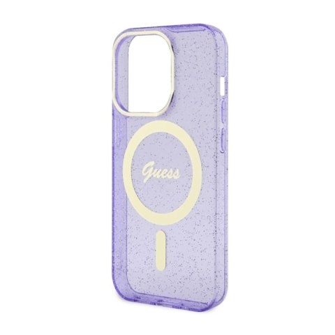 Guess Glitter Gold MagSafe - Etui iPhone 14 Pro (Purpurowy) Guess Glitter Gold MagSafe - Etui iPhone 14 Pro (Purpurowy)