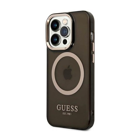 Guess Gold Outline Translucent MagSafe - Etui iPhone 14 Pro Max (czarny) Guess Gold Outline Translucent MagSafe - Etui iPhone 14 Pro Max (czarny)