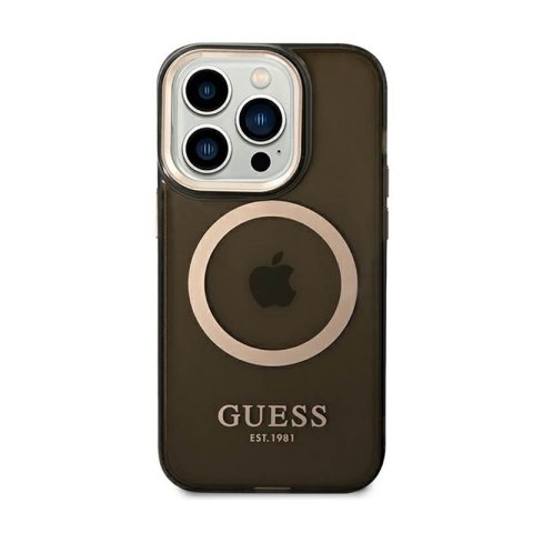 Guess Gold Outline Translucent MagSafe - Etui iPhone 14 Pro Max (czarny) Guess Gold Outline Translucent MagSafe - Etui iPhone 14 Pro Max (czarny)