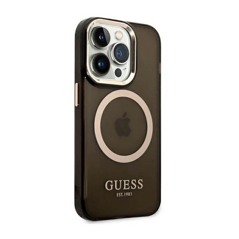 Guess Gold Outline Translucent MagSafe - Etui iPhone 14 Pro Max (czarny) Guess Gold Outline Translucent MagSafe - Etui iPhone 14 Pro Max (czarny)