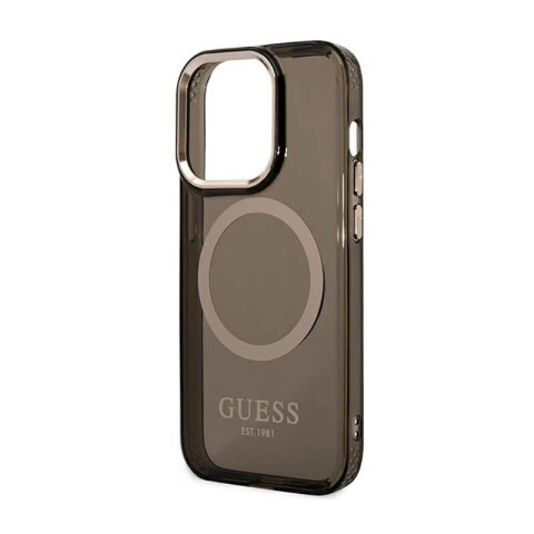 Guess Gold Outline Translucent MagSafe - Etui iPhone 14 Pro Max (czarny) Guess Gold Outline Translucent MagSafe - Etui iPhone 14 Pro Max (czarny)