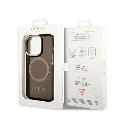 Guess Gold Outline Translucent MagSafe - Etui iPhone 14 Pro Max (czarny) Guess Gold Outline Translucent MagSafe - Etui iPhone 14 Pro Max (czarny)