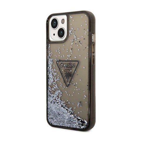 Guess Liquid Glitter Triangle Logo Case - Etui iPhone 14 Plus (czarny) Guess Liquid Glitter Triangle Logo Case - Etui iPhone 14 Plus (czarny)