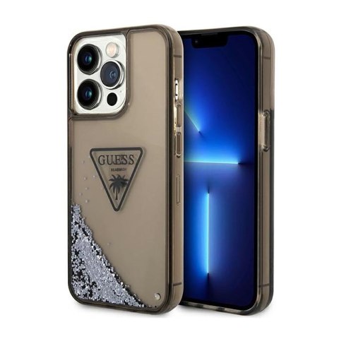 Guess Liquid Glitter Triangle Logo Case - Etui iPhone 14 Pro Max (czarny) Guess Liquid Glitter Triangle Logo Case - Etui iPhone 14 Pro Max (czarny)