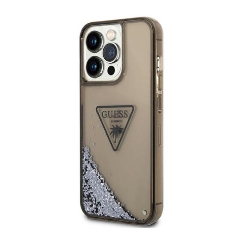 Guess Liquid Glitter Triangle Logo Case - Etui iPhone 14 Pro Max (czarny) Guess Liquid Glitter Triangle Logo Case - Etui iPhone 14 Pro Max (czarny)