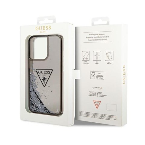 Guess Liquid Glitter Triangle Logo Case - Etui iPhone 14 Pro Max (czarny) Guess Liquid Glitter Triangle Logo Case - Etui iPhone 14 Pro Max (czarny)
