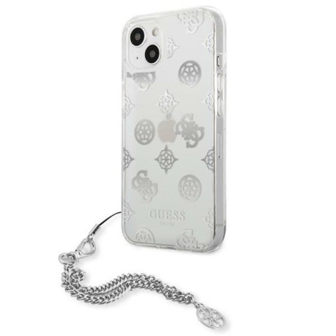 Guess Peony Chain Handle - Etui iPhone 13 mini (srebrny) Guess Peony Chain Handle - Etui iPhone 13 mini (srebrny)
