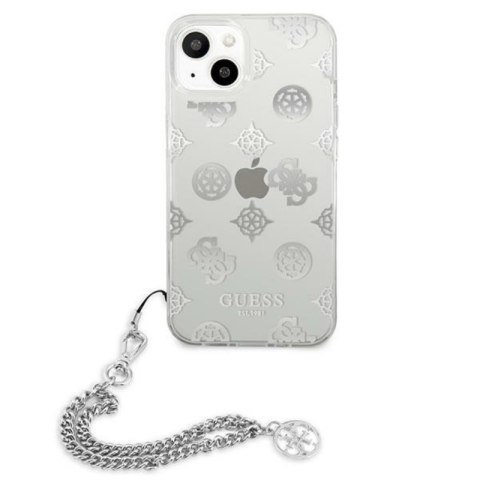 Guess Peony Chain Handle - Etui iPhone 13 mini (srebrny) Guess Peony Chain Handle - Etui iPhone 13 mini (srebrny)