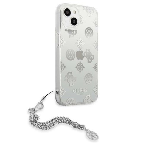 Guess Peony Chain Handle - Etui iPhone 13 mini (srebrny) Guess Peony Chain Handle - Etui iPhone 13 mini (srebrny)