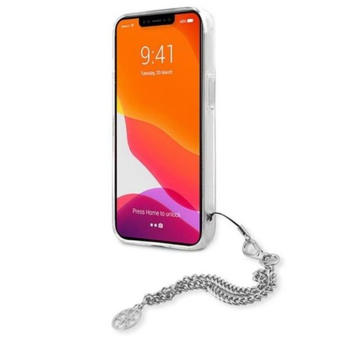 Guess Peony Chain Handle - Etui iPhone 13 mini (srebrny) Guess Peony Chain Handle - Etui iPhone 13 mini (srebrny)