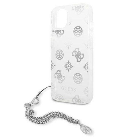 Guess Peony Chain Handle - Etui iPhone 13 mini (srebrny) Guess Peony Chain Handle - Etui iPhone 13 mini (srebrny)