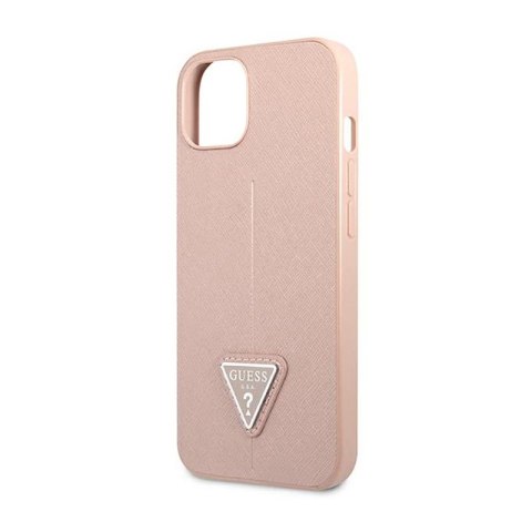 Guess Saffiano Triangle Logo Case - Etui iPhone 14 Plus (różowy) Guess Saffiano Triangle Logo Case - Etui iPhone 14 Plus (różowy)