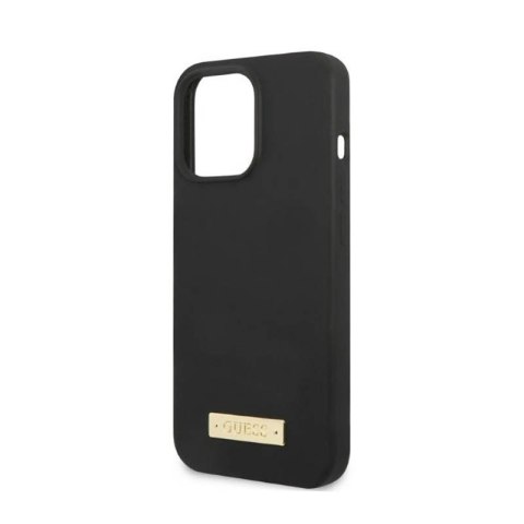 Guess Silicone Logo Plate MagSafe - Etui iPhone 13 Pro Max (czarny) Guess Silicone Logo Plate MagSafe - Etui iPhone 13 Pro Max (czarny)