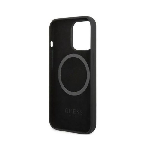 Guess Silicone Logo Plate MagSafe - Etui iPhone 13 Pro Max (czarny) Guess Silicone Logo Plate MagSafe - Etui iPhone 13 Pro Max (czarny)