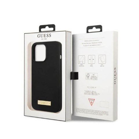 Guess Silicone Logo Plate MagSafe - Etui iPhone 13 Pro Max (czarny) Guess Silicone Logo Plate MagSafe - Etui iPhone 13 Pro Max (czarny)
