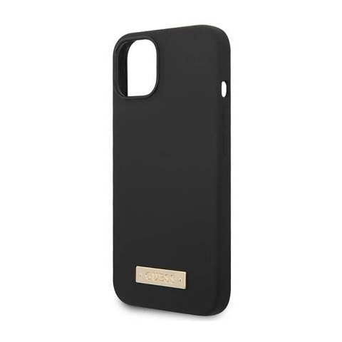 Guess Silicone Logo Plate MagSafe - Etui iPhone 14 Plus (czarny) Guess Silicone Logo Plate MagSafe - Etui iPhone 14 Plus (czarny)
