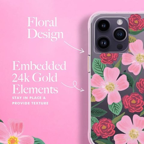 Rifle Paper Clear - Etui iPhone 14 Pro zdobione złotem (Rose Garden) Rifle Paper Clear - Etui iPhone 14 Pro zdobione złotem (Rose Garden)