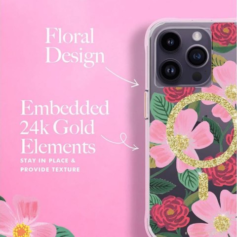 Rifle Paper Clear MagSafe - Etui iPhone 14 Pro zdobione złotem (Rose Garden) Rifle Paper Clear MagSafe - Etui iPhone 14 Pro zdobione złotem (Rose Garden)