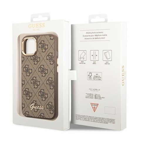 Guess 4G Metal Camera Outline Case - Etui iPhone 14 Plus (Brązowy) Guess 4G Metal Camera Outline Case - Etui iPhone 14 Plus (Brązowy)
