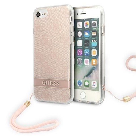 Guess 4G Print Cord - Etui ze smyczką iPhone SE 2022 / SE 2020 / 8 / 7 (Pink) Guess 4G Print Cord - Etui ze smyczką iPhone SE 2022 / SE 2020 / 8 / 7 (Pink)