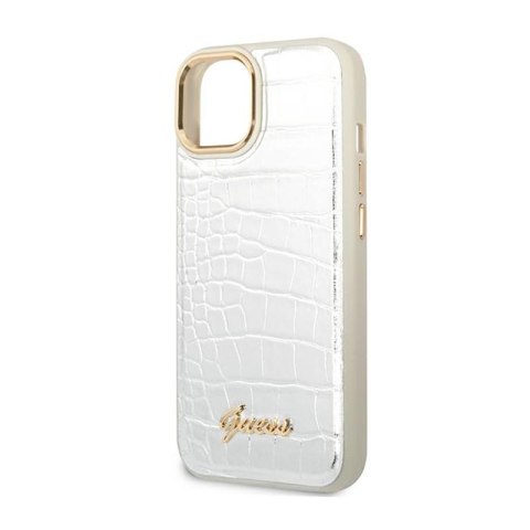 Guess Croco Collection - Etui iPhone 14 Plus (srebrny) Guess Croco Collection - Etui iPhone 14 Plus (srebrny)