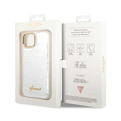 Guess Croco Collection - Etui iPhone 14 Plus (srebrny) Guess Croco Collection - Etui iPhone 14 Plus (srebrny)