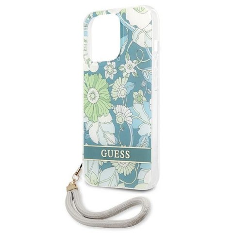Guess Flower Cord - Etui ze smyczką iPhone 13 Pro (Green) Guess Flower Cord - Etui ze smyczką iPhone 13 Pro (Green)