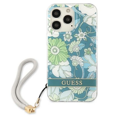 Guess Flower Cord - Etui ze smyczką iPhone 13 Pro Max (Green) Guess Flower Cord - Etui ze smyczką iPhone 13 Pro Max (Green)